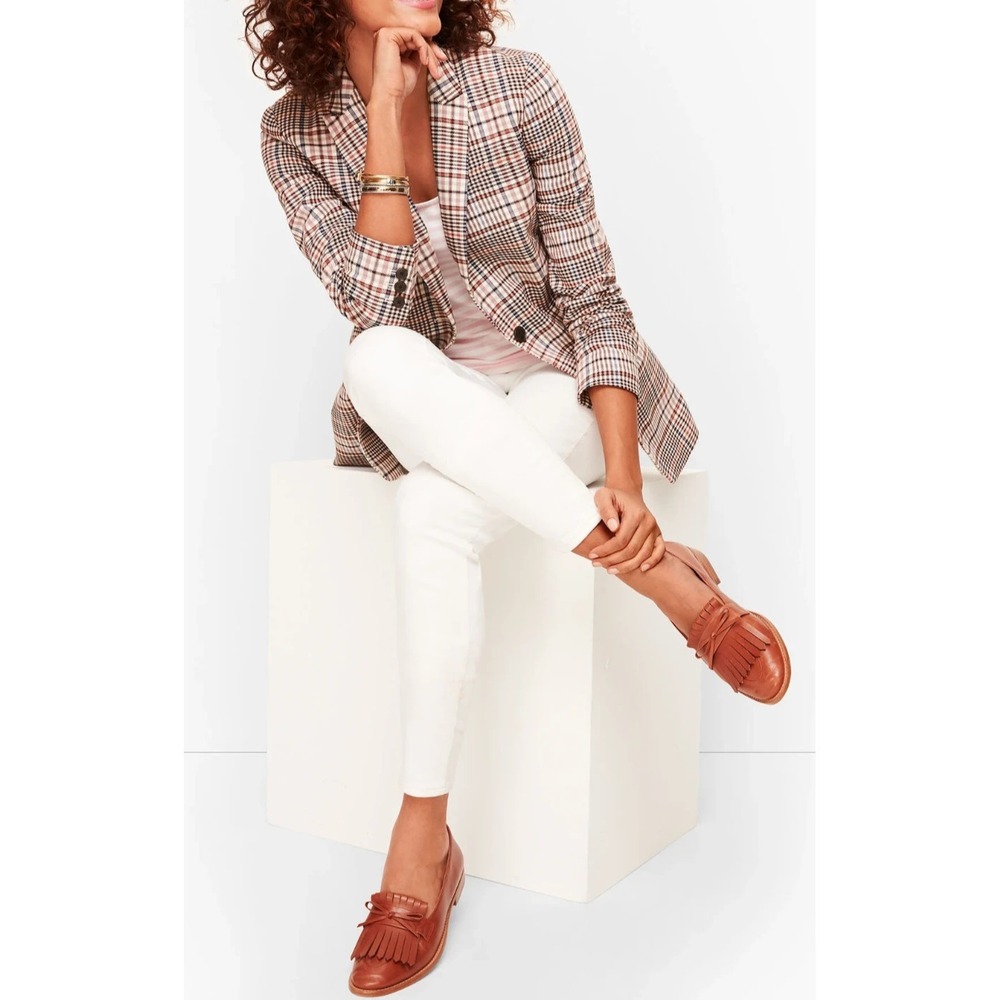 Talbots Friday Plaid Blazer Jacket Women's Size 10P 10 Petite Single Breasted - Picture 3 of 14